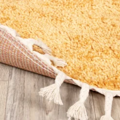 Teppich Hochflor Rund - Lofty Fringe Gelb