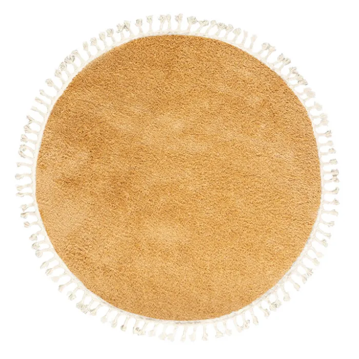 Teppich Hochflor Rund - Lofty Fringe Gelb