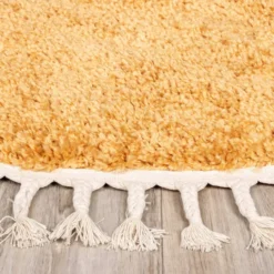 Teppich Hochflor Rund - Lofty Fringe Gelb