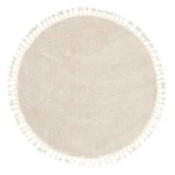 Teppich Hochflor Rund - Lofty Fringe Creme Weiß