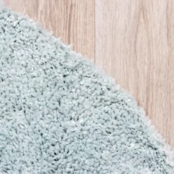 Teppich Hochflor Rund - Lofty Hellblau Türkis