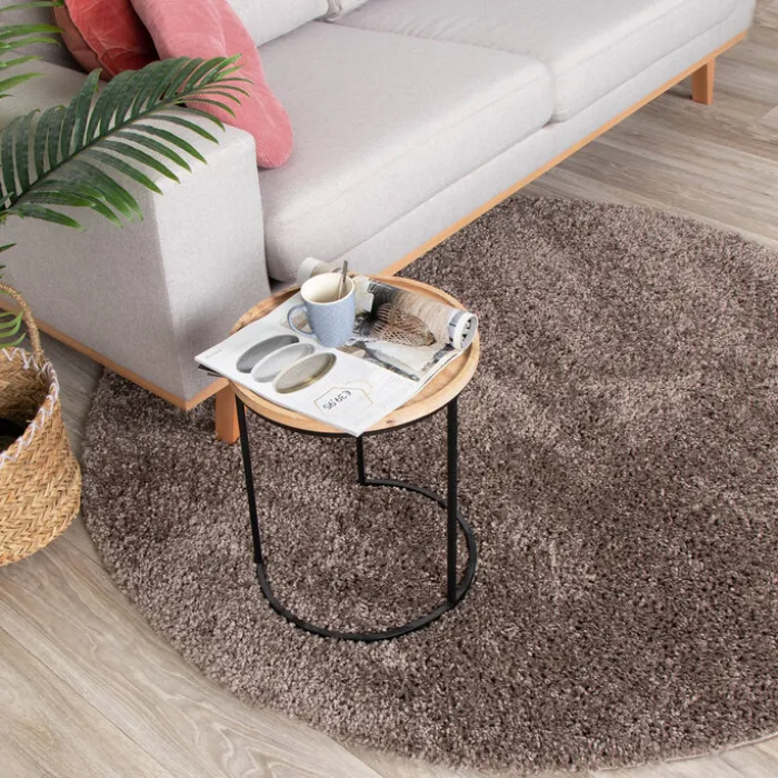 Teppich Hochflor Rund - Lofty Taupe