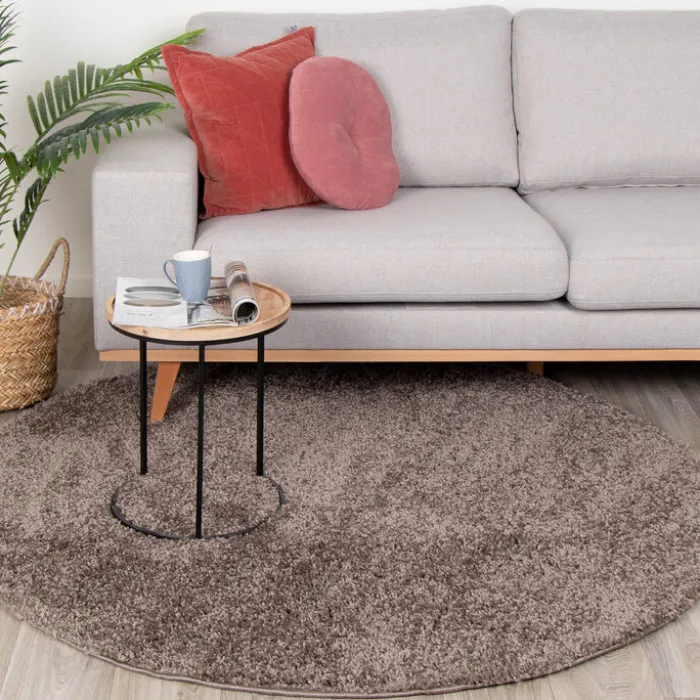 Teppich Hochflor Rund - Lofty Taupe