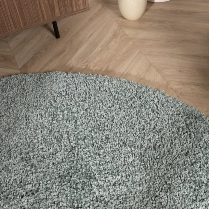 Teppich Hochflor Rund - Wish Blau Grün