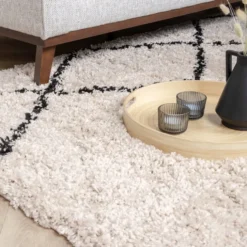 Teppich Hochflor - Sensa Double Creme Schwarz