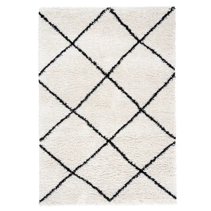 Teppich Hochflor - Sensa Lines Creme Schwarz