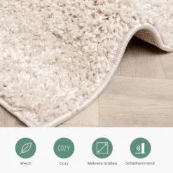 Teppich Hochflor - Sensa Lines Creme Schwarz