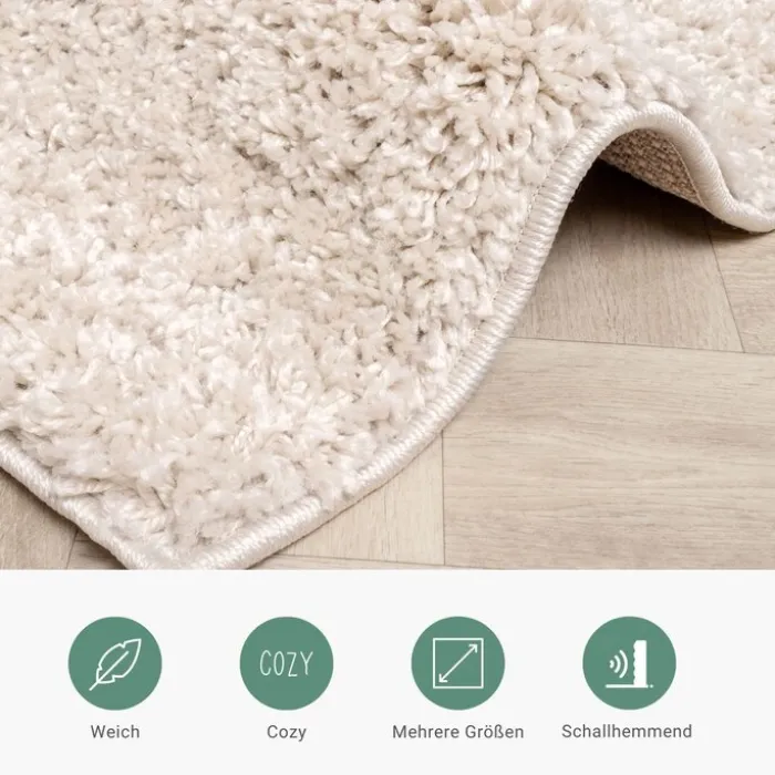 Teppich Hochflor - Sensa Lines Creme Schwarz
