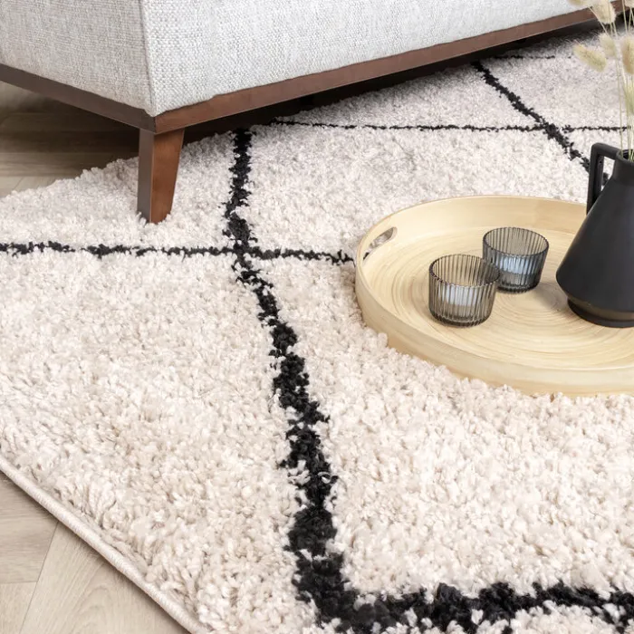 Teppich Hochflor - Sensa Lines Creme Schwarz