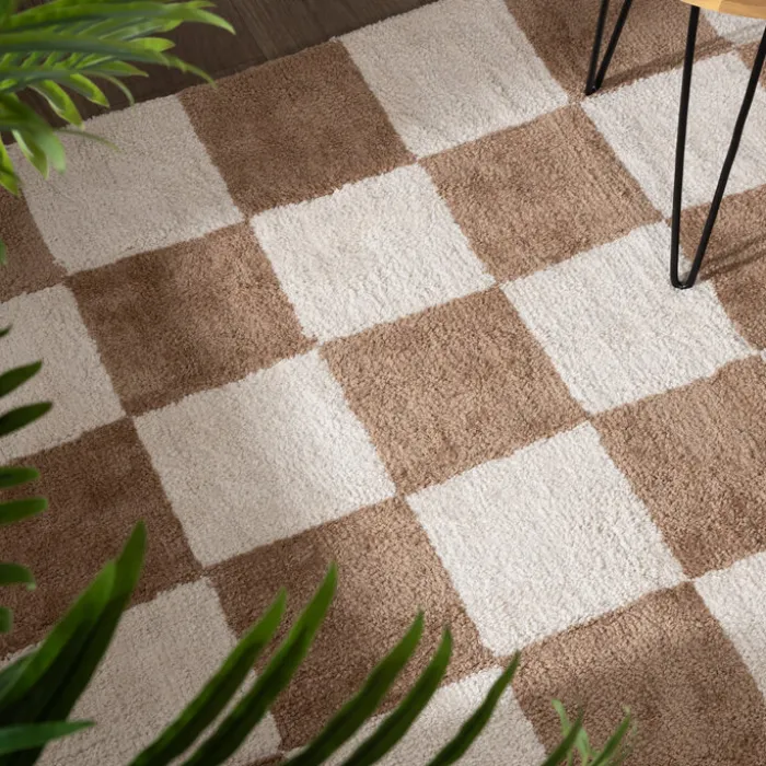 Teppich kariert - Blox beige weiß