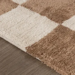 Teppich kariert - Blox beige weiß
