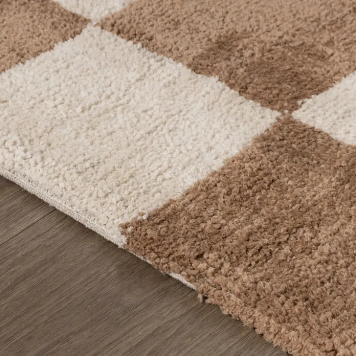 Teppich kariert - Blox beige weiß