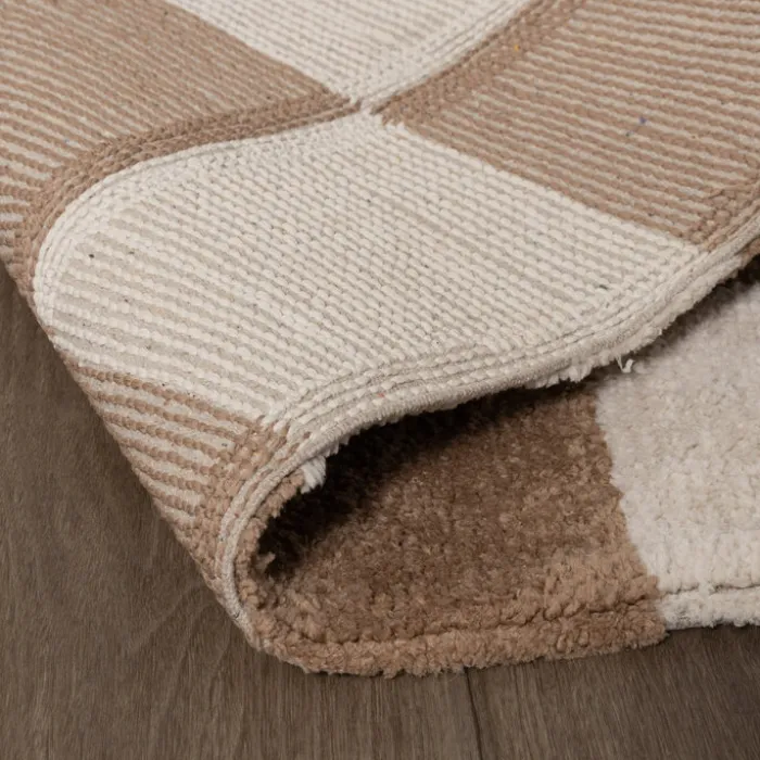 Teppich kariert - Blox beige weiß
