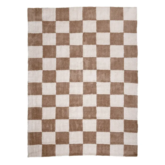 Teppich kariert - Blox beige weiß