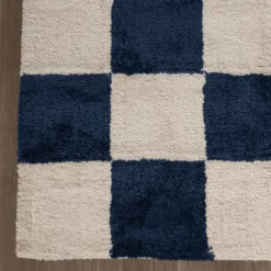 Teppich kariert - Blox blau weiß