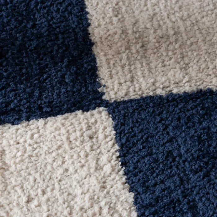 Teppich kariert - Blox blau weiß