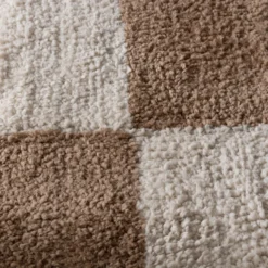 Teppich kariert - Blox Fringe beige weiß