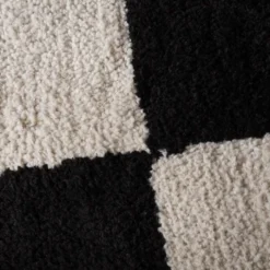 Teppich kariert - Blox Fringe schwarz weiß