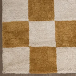 Teppich kariert - Blox ockergelb weiß