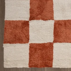 Teppich kariert - Blox terracotta weiß