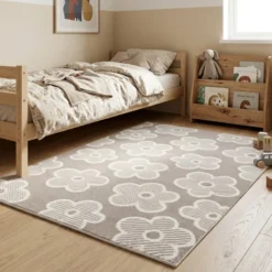 Teppich Kinderzimmer - Bowie Blume Taupe