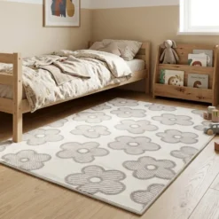 Teppich Kinderzimmer - Bowie Blume Creme