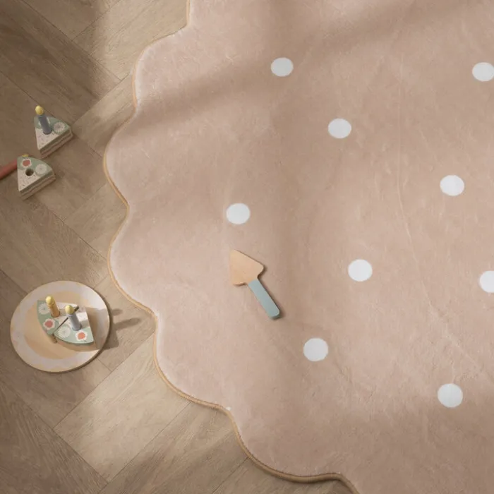 Teppich Kinderzimmer Rund - Cloudy Dots Beige