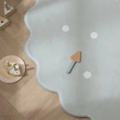 Teppich Kinderzimmer Rund - Cloudy Dots Minze