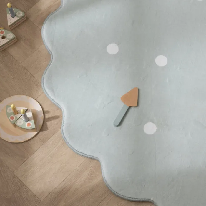Teppich Kinderzimmer Rund - Cloudy Dots Minze