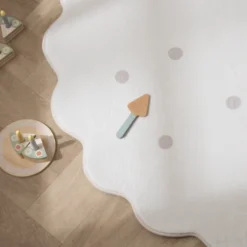 Teppich Kinderzimmer Rund - Cloudy Dots Weiß