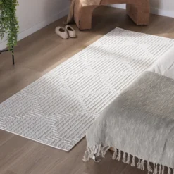 Teppich Läufer - Hidde 3D Lines Weiß