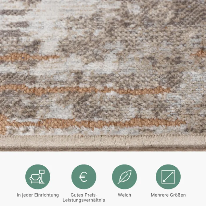 Teppich Modern - Hendrix Grunge Creme Terracotta