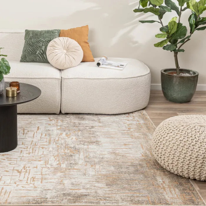 Teppich Modern - Hendrix Grunge Creme Terracotta