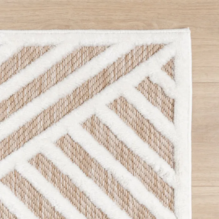 Teppich Modern - Nori Lines Weiß Taupe