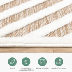 Teppich Modern - Nori Lines Weiß Taupe