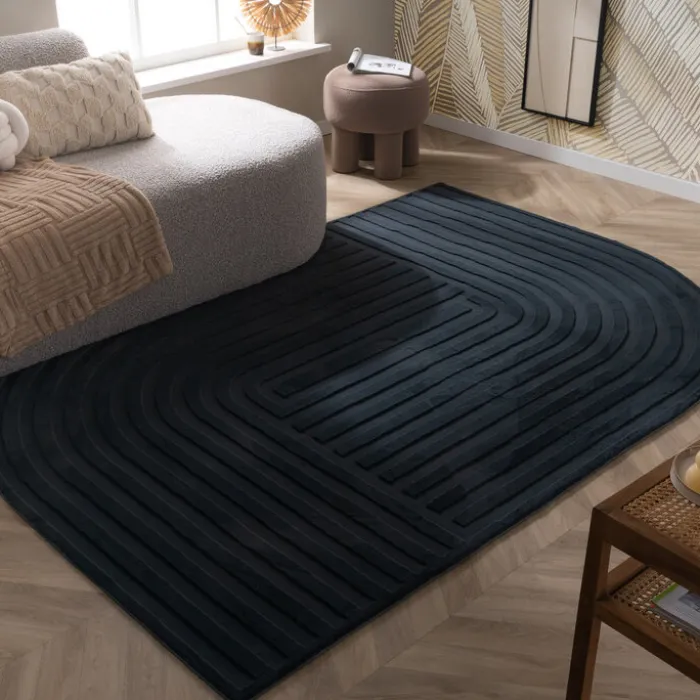 Teppich Organisch - Flowy Lines Anthrazit