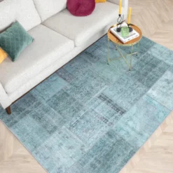 Teppich Patchwork - Estate Blau Grün