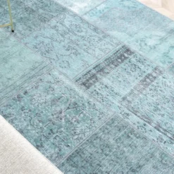 Teppich Patchwork - Estate Blau Grün