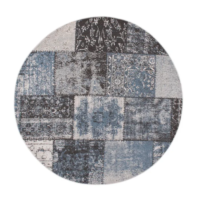 Teppich Patchwork Rund - Dreams Grau Blau