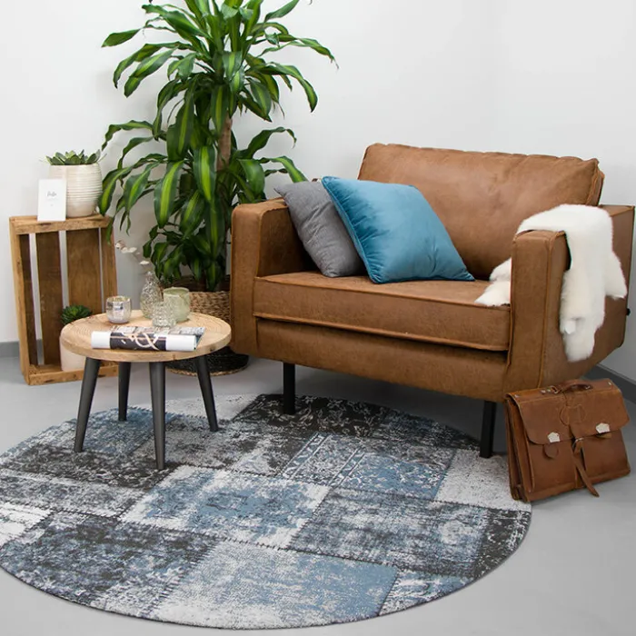 Teppich Patchwork Rund - Dreams Grau Blau