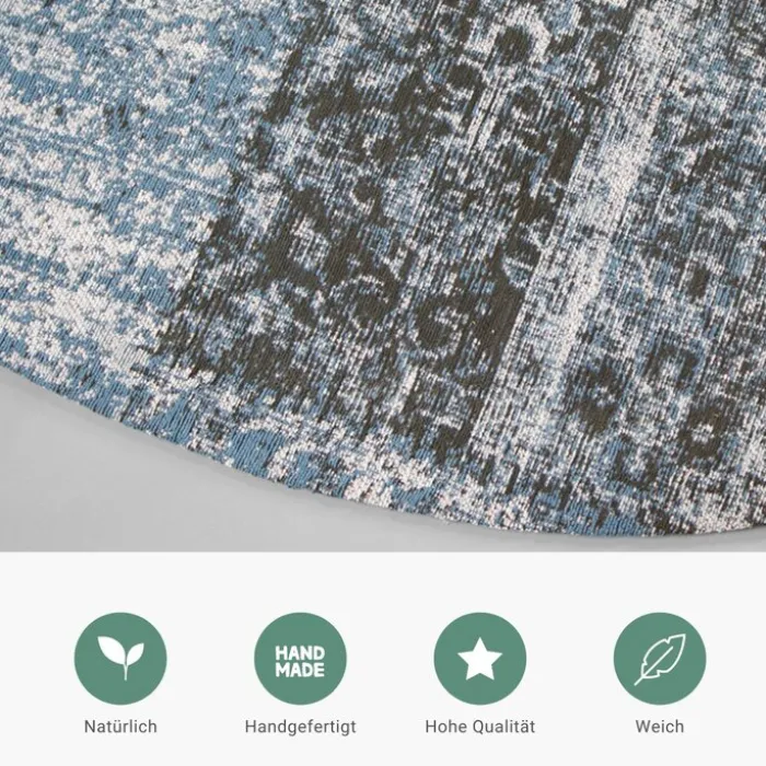 Teppich Patchwork Rund - Dreams Grau Blau