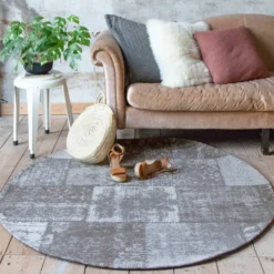 Teppich Patchwork Rund - Dreams Grau