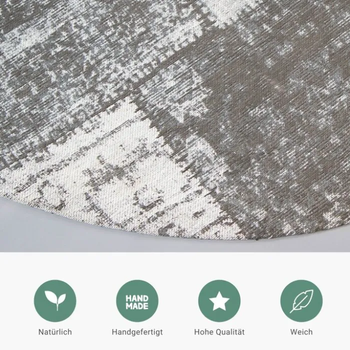Teppich Patchwork Rund - Dreams Grau