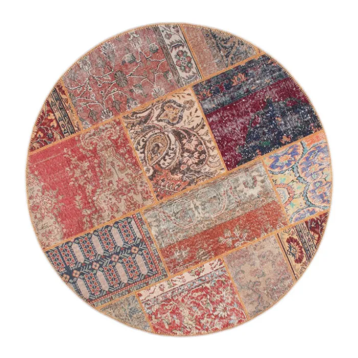 Teppich Patchwork Rund - Moods Rot No.16