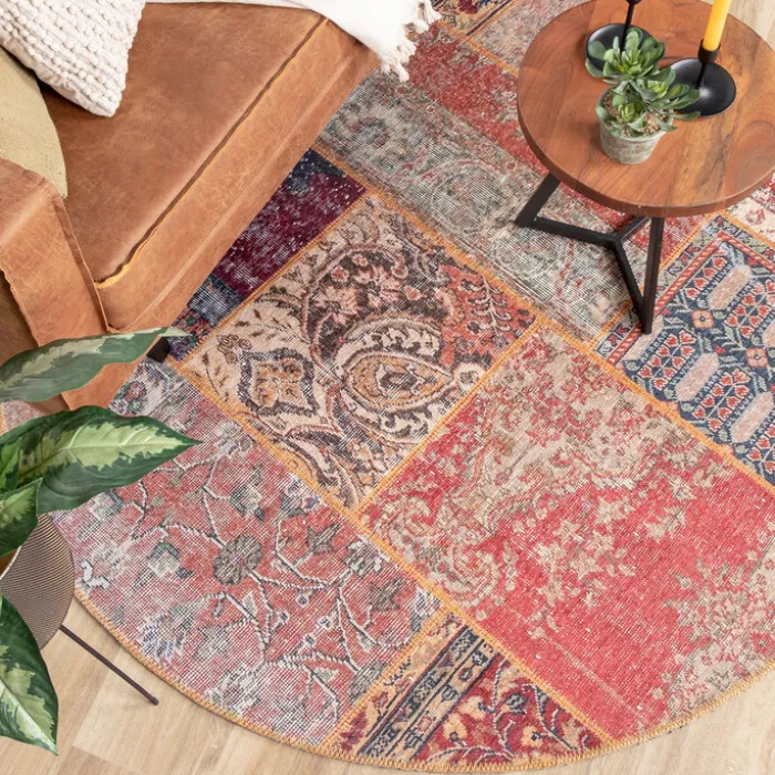 Teppich Patchwork Rund - Moods Rot No.16