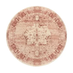 Teppich rund vintage - Kyra Medaillon Rosa