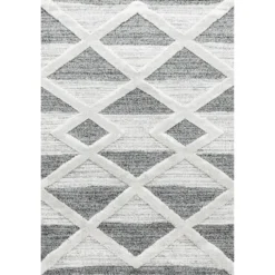 Teppich Skandinavisch - Pitea Lines Grau Creme
