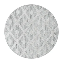 Teppich Skandinavisch Rund - Pitea Ethno Creme Grau