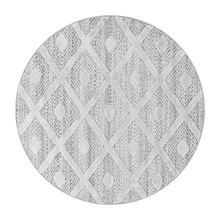 Teppich Skandinavisch Rund - Pitea Ethno Creme Grau