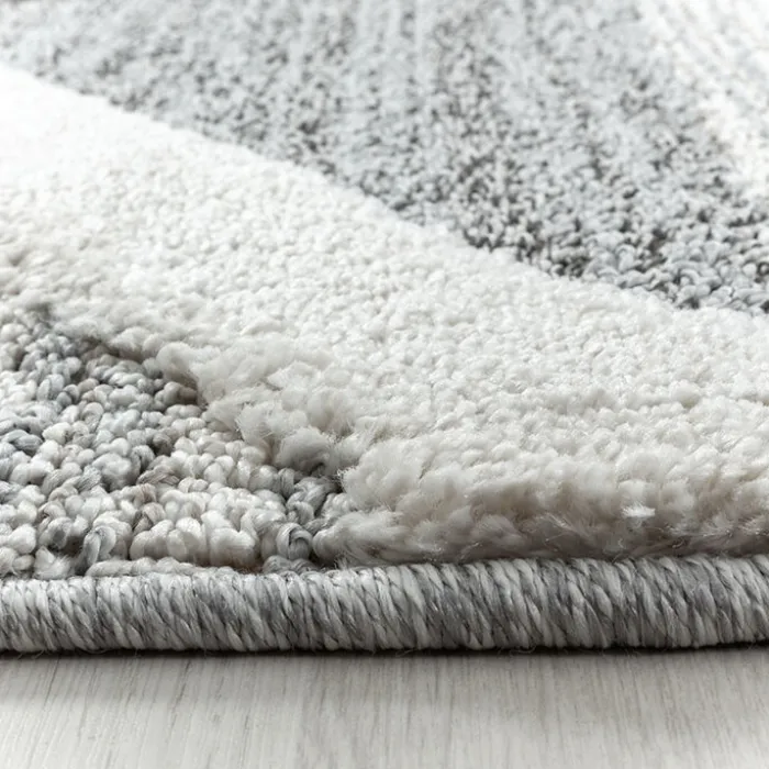 Teppich Skandinavisch Rund - Pitea Lines Grau Creme